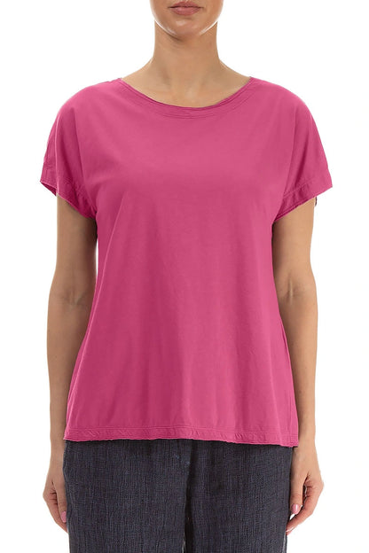 Haut en coton fuchsia à manches courtes