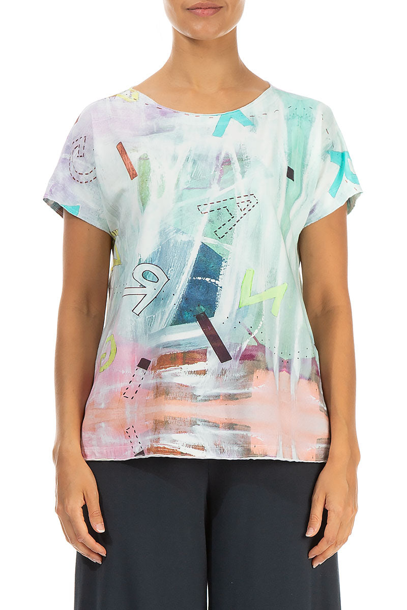 Short Sleeves Graffiti Cotton Top 1