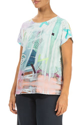 Short Sleeves Graffiti Cotton Top 3