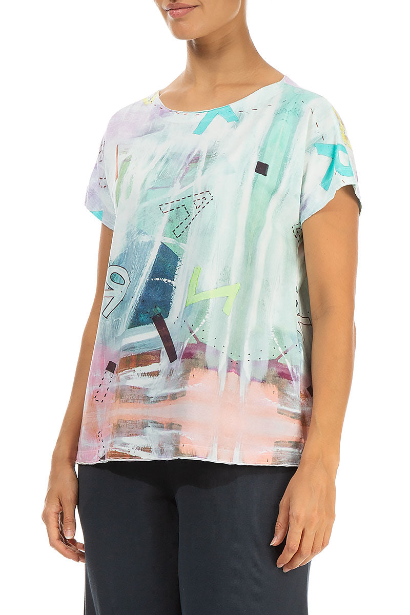 Short Sleeves Graffiti Cotton Top 3