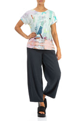 Short Sleeves Graffiti Cotton Top 4