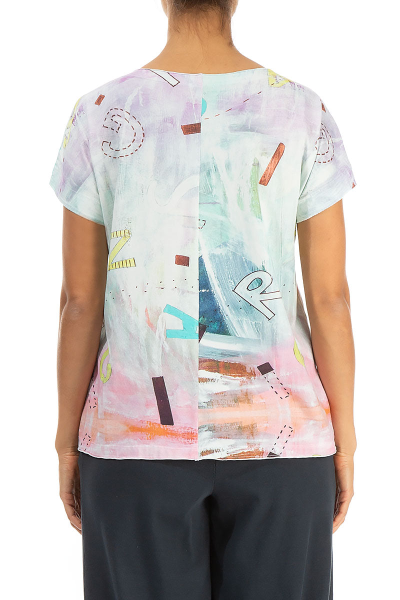 Short Sleeves Graffiti Cotton Top 2