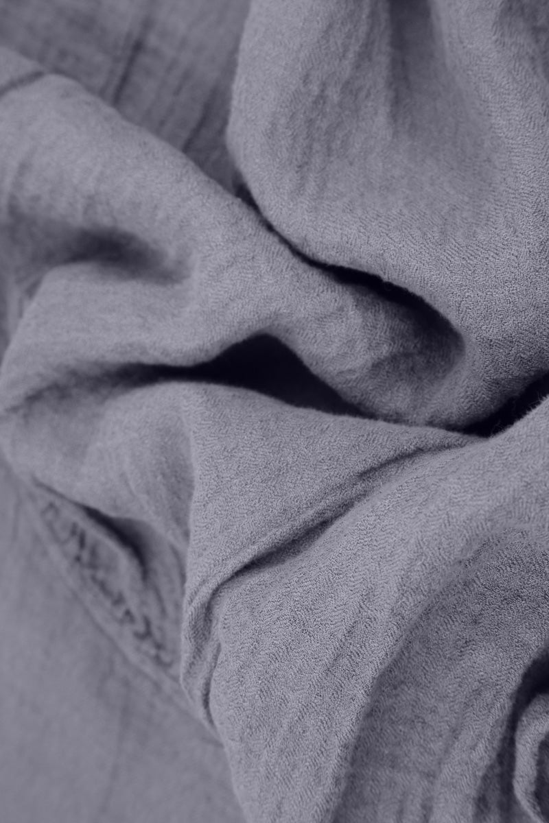 Short Sleeves Lilac Grey Crêpe Linen Blouse 5