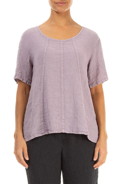 Short Sleeves Lilac Linen Viscose Blouse 2