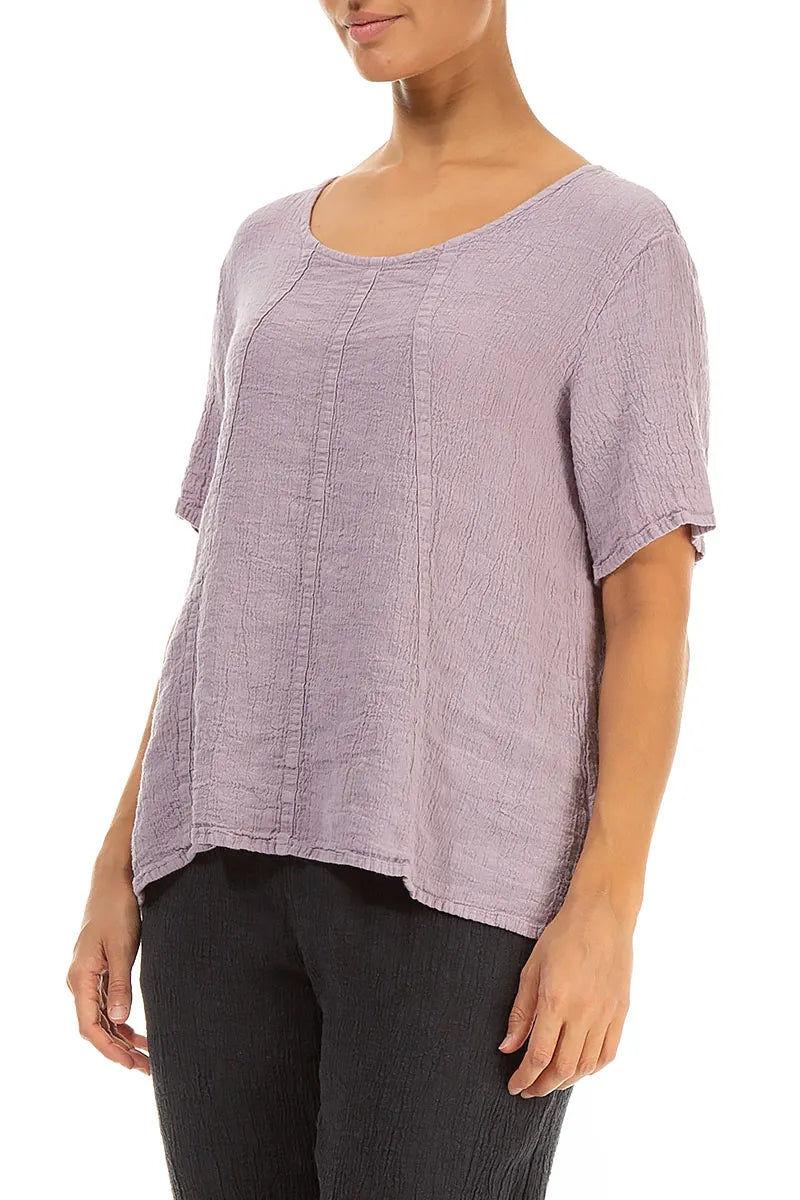 Short Sleeves Lilac Linen Viscose Blouse 4