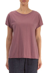 Short Sleeves Mauve Taupe Cotton Top 1