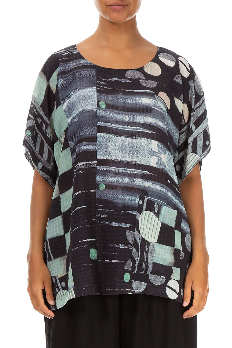 Short Sleeves Moonlight Silk Blouse 1