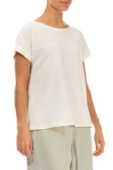 Short Sleeves Off White Cotton Top 3