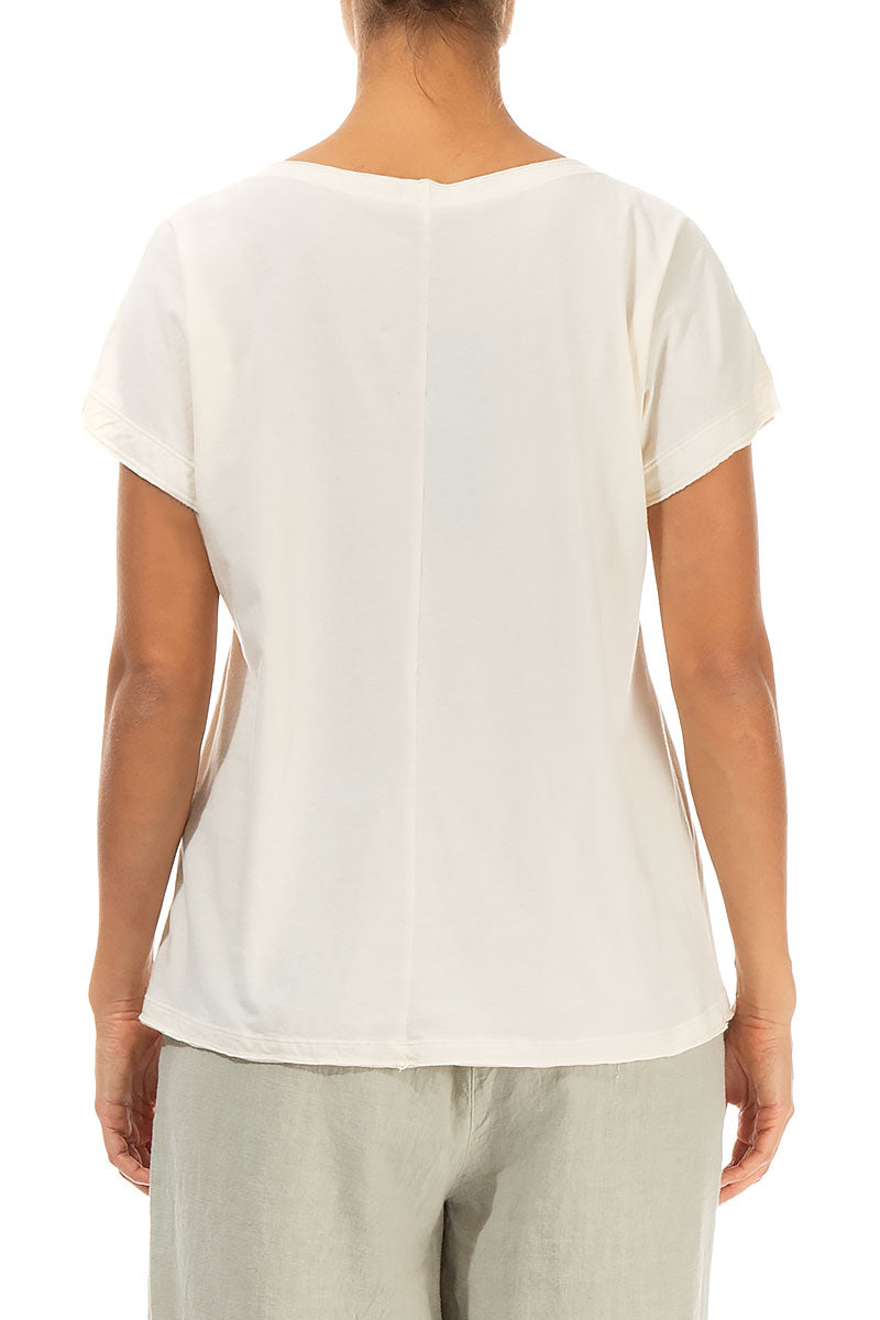 Short Sleeves Off White Cotton Top 2