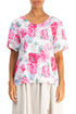 Short Sleeves Peony Blossom Linen Blouse 1