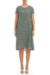 Short Sleeves Sage Light Silk Midi Dress 1