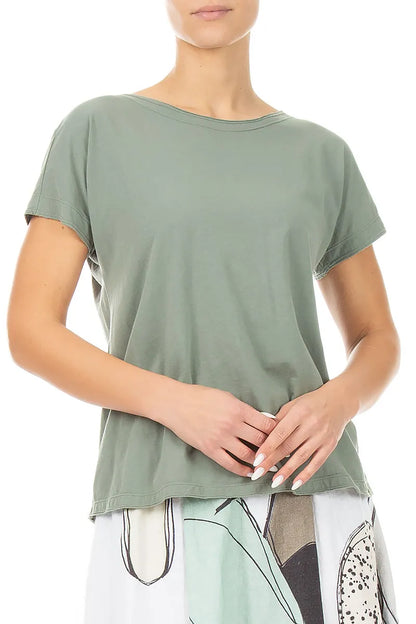 Haut en coton sauge à manches courtes