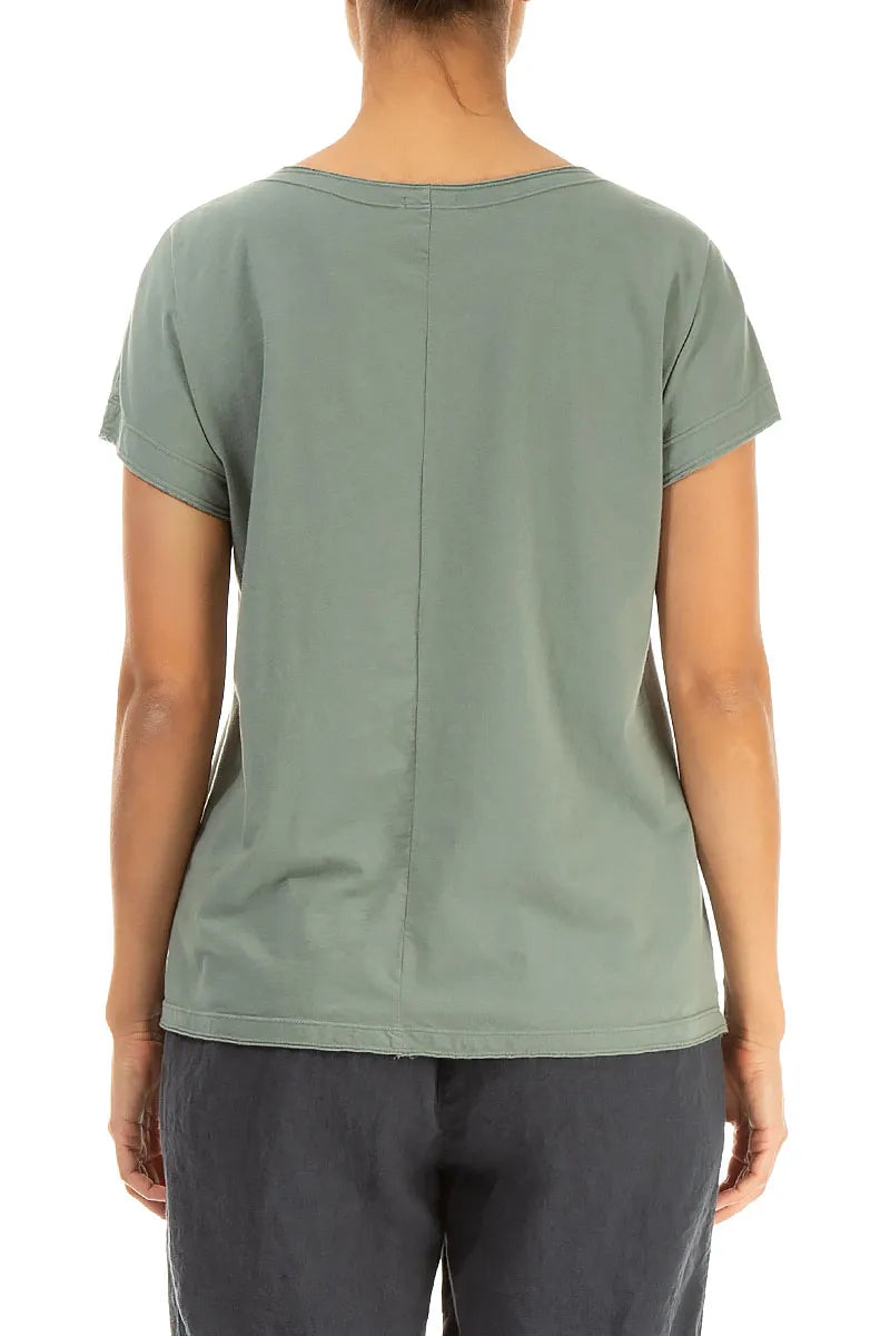 Short Sleeves Sage Cotton Top 2