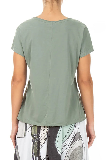 Haut en coton sauge à manches courtes