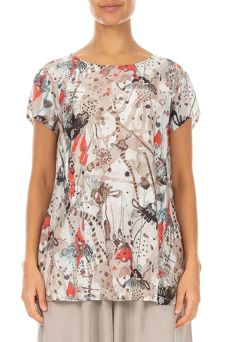 Haut à manches courtes Savannah en soie et bambou