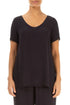 Short Sleeves V-Neck Graphite Viscose Blouse 1