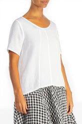 Short Sleeves White Linen Blouse 3