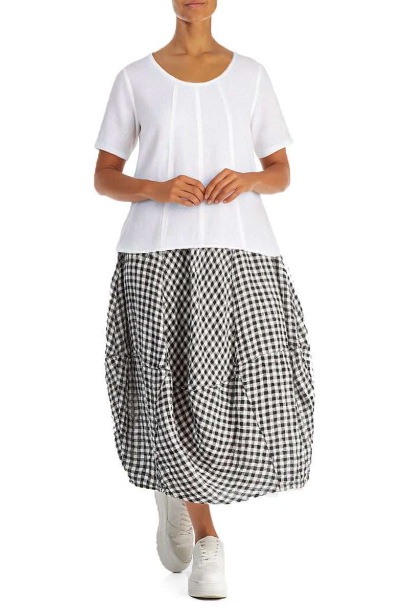 Short Sleeves White Linen Blouse 4