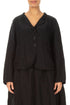 Short Textured Black Silk Linen Jacket 1