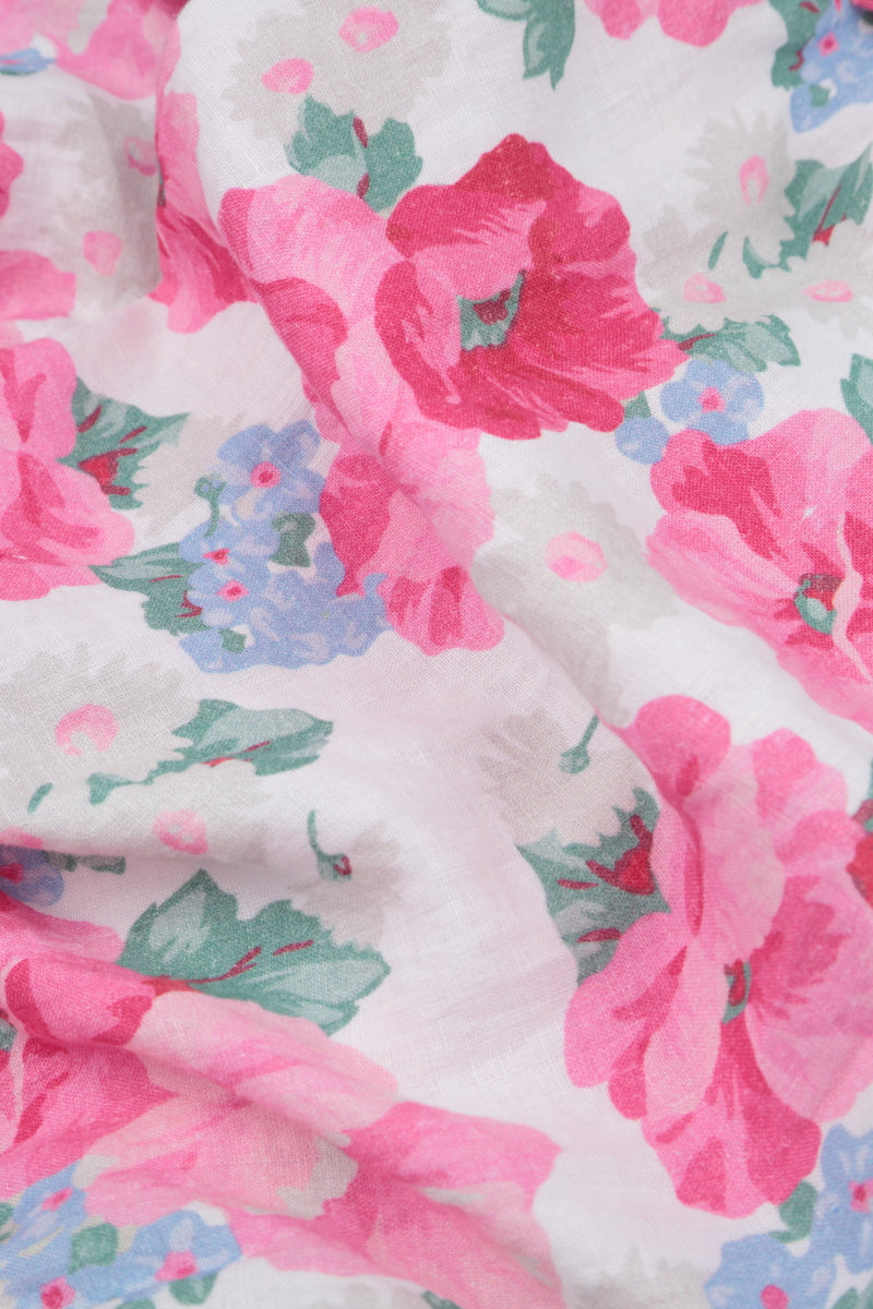 Short Sleeves Peony Blossom Linen Blouse 5