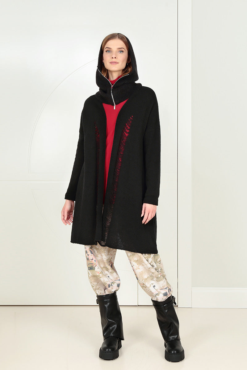 Shredded Black Wool Cardigan 6