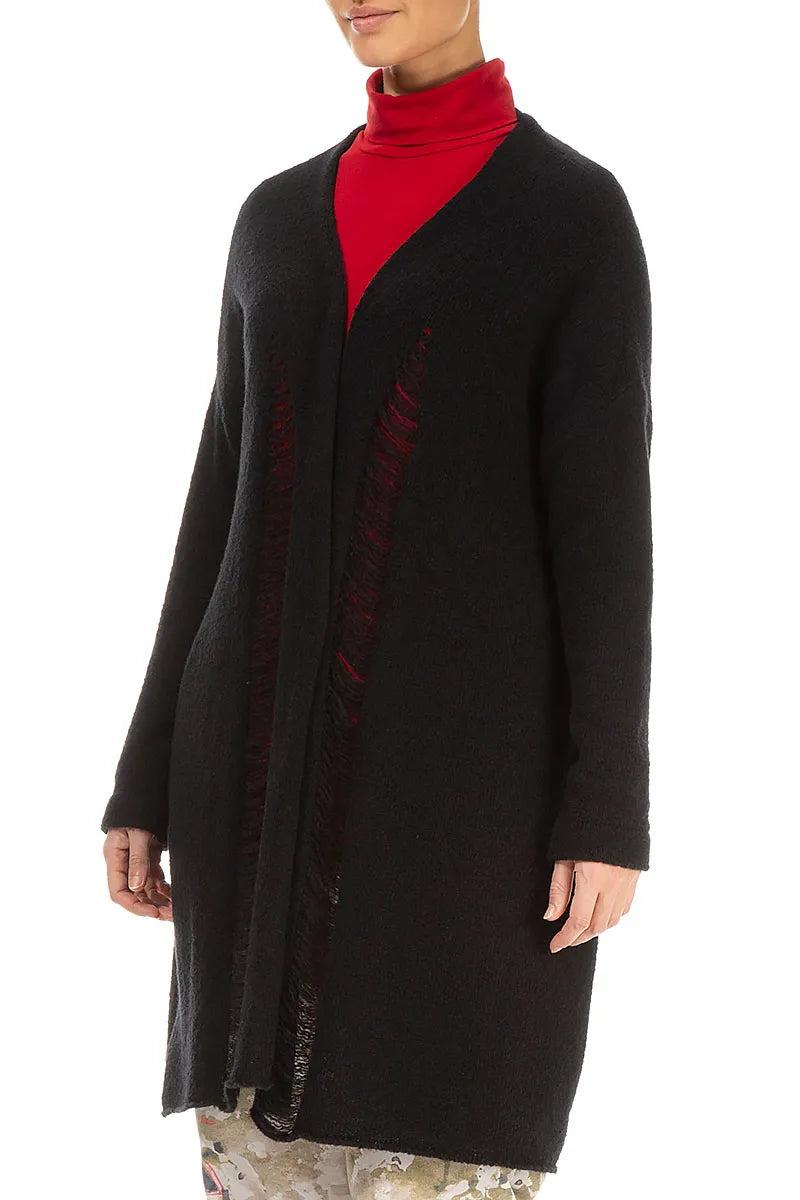 Shredded Black Wool Cardigan 3