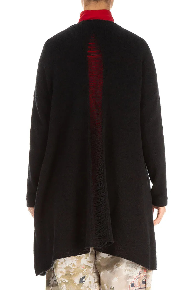 Shredded Black Wool Cardigan 2