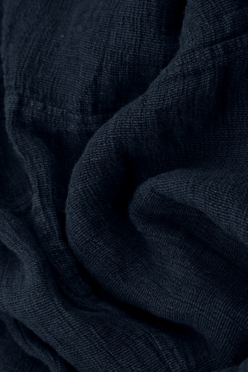Side Buttons Royal Blue Mélange Linen Dress 5