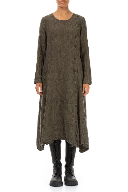 Side Buttons Silver Sage Mélange Linen Dress 1