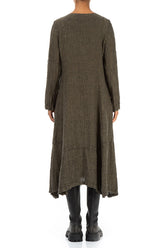 Side Buttons Silver Sage Mélange Linen Dress 2