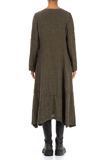 Side Buttons Silver Sage Mélange Linen Dress 2