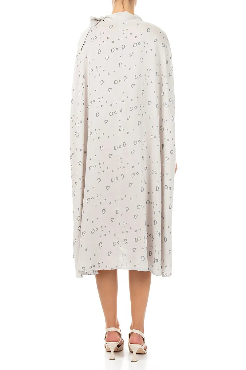 Side Neck Tie Speckled Taupe Silk Bamboo Kaftan Dress 2