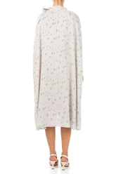 Side Neck Tie Speckled Taupe Silk Bamboo Kaftan Dress 2