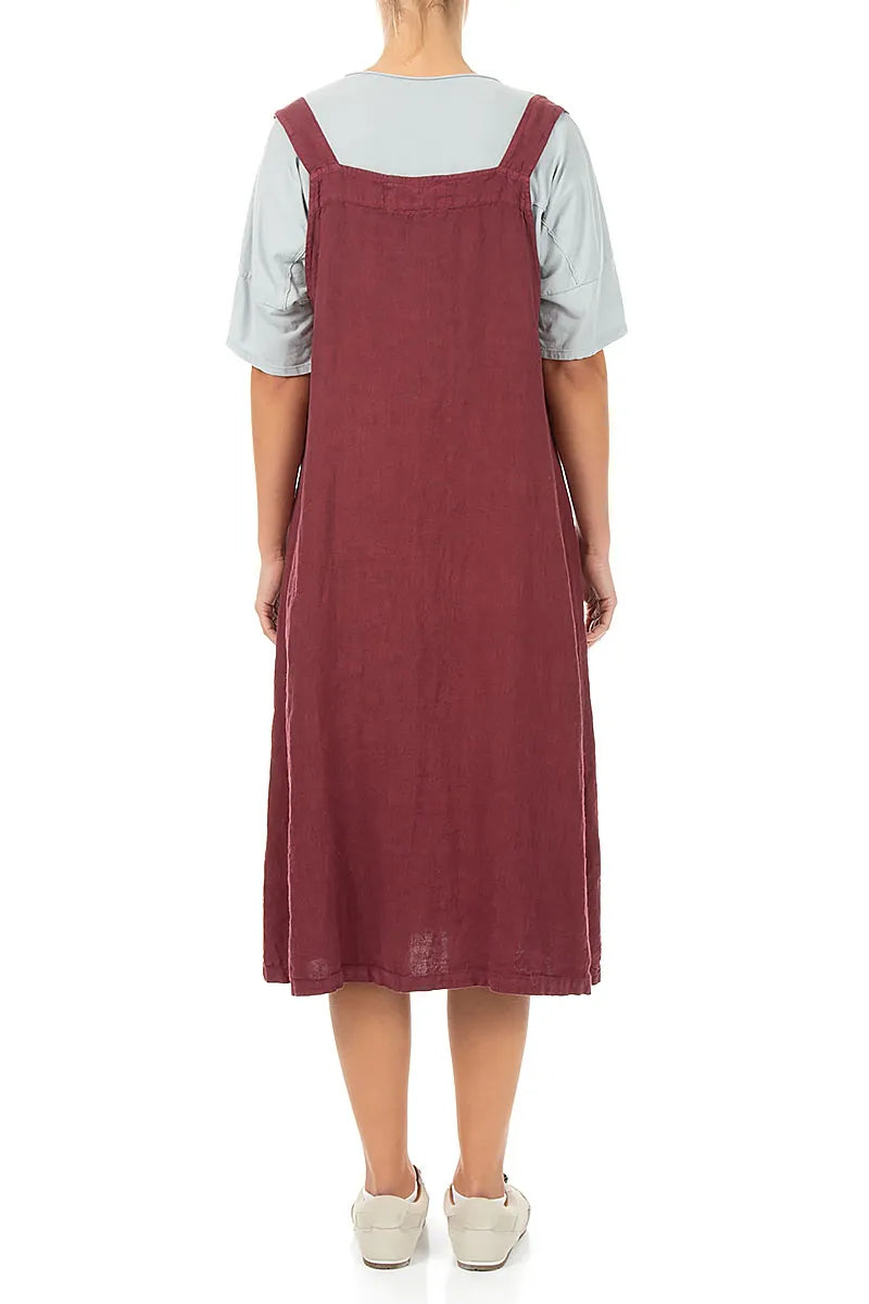 Side Pocket Antique Ruby Linen Pinafore Dress – grizas.com