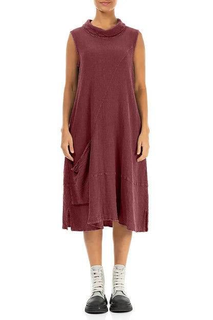 Side Pocket Antique Ruby Linen Viscose Dress 1