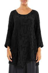 Side Pocket Black Circle Silk Linen Tunic 1