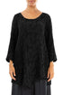 Side Pocket Black Circle Silk Linen Tunic 1