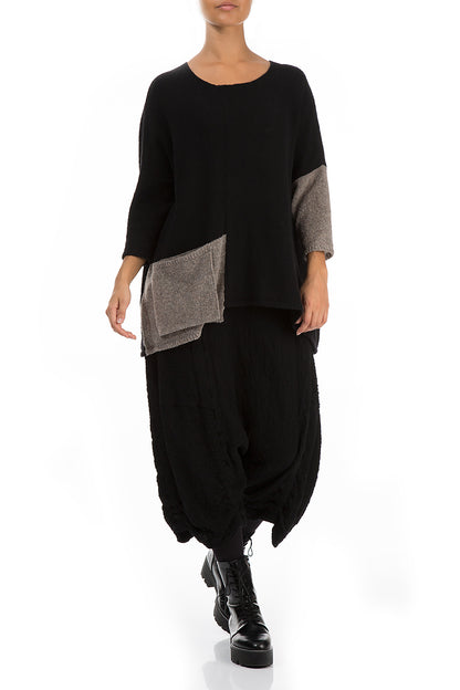 Side Pocket Black &amp; Light Brown Sweater 5