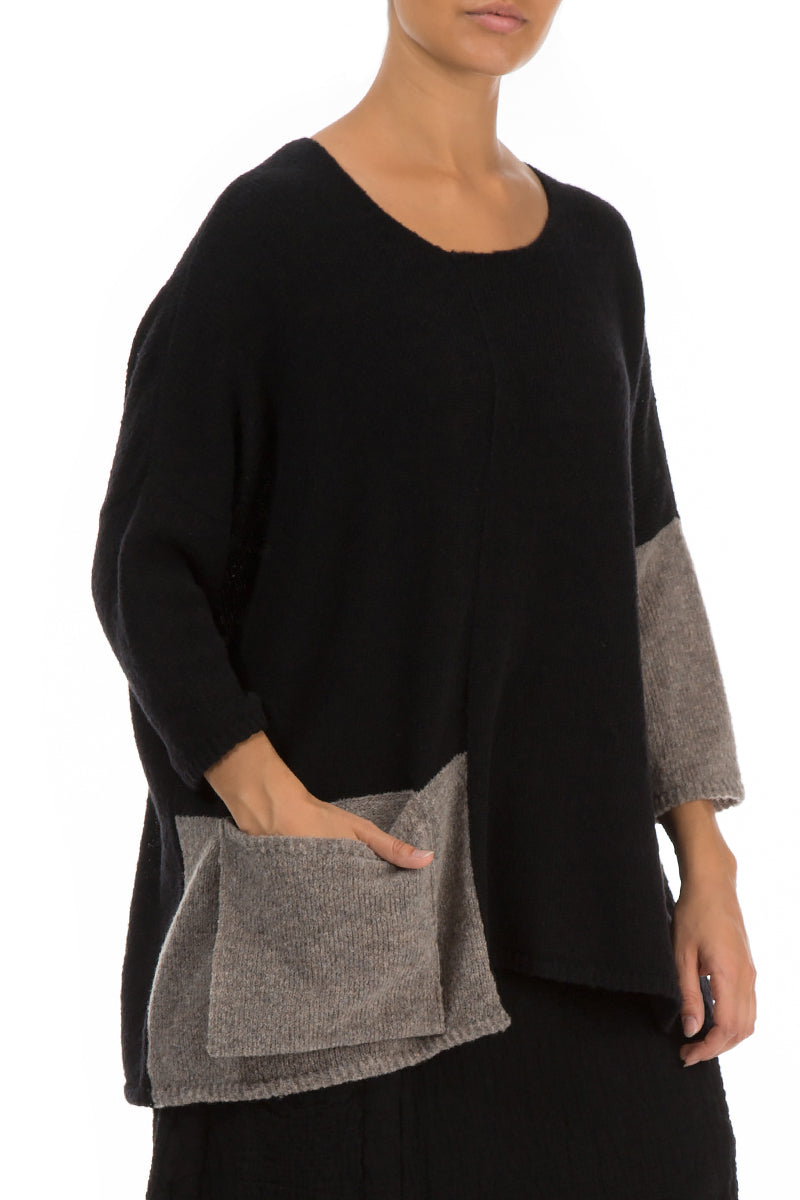 Side Pocket Black &amp; Light Brown Sweater 4