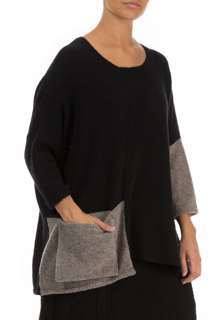 Side Pocket Black &amp; Light Brown Sweater 4