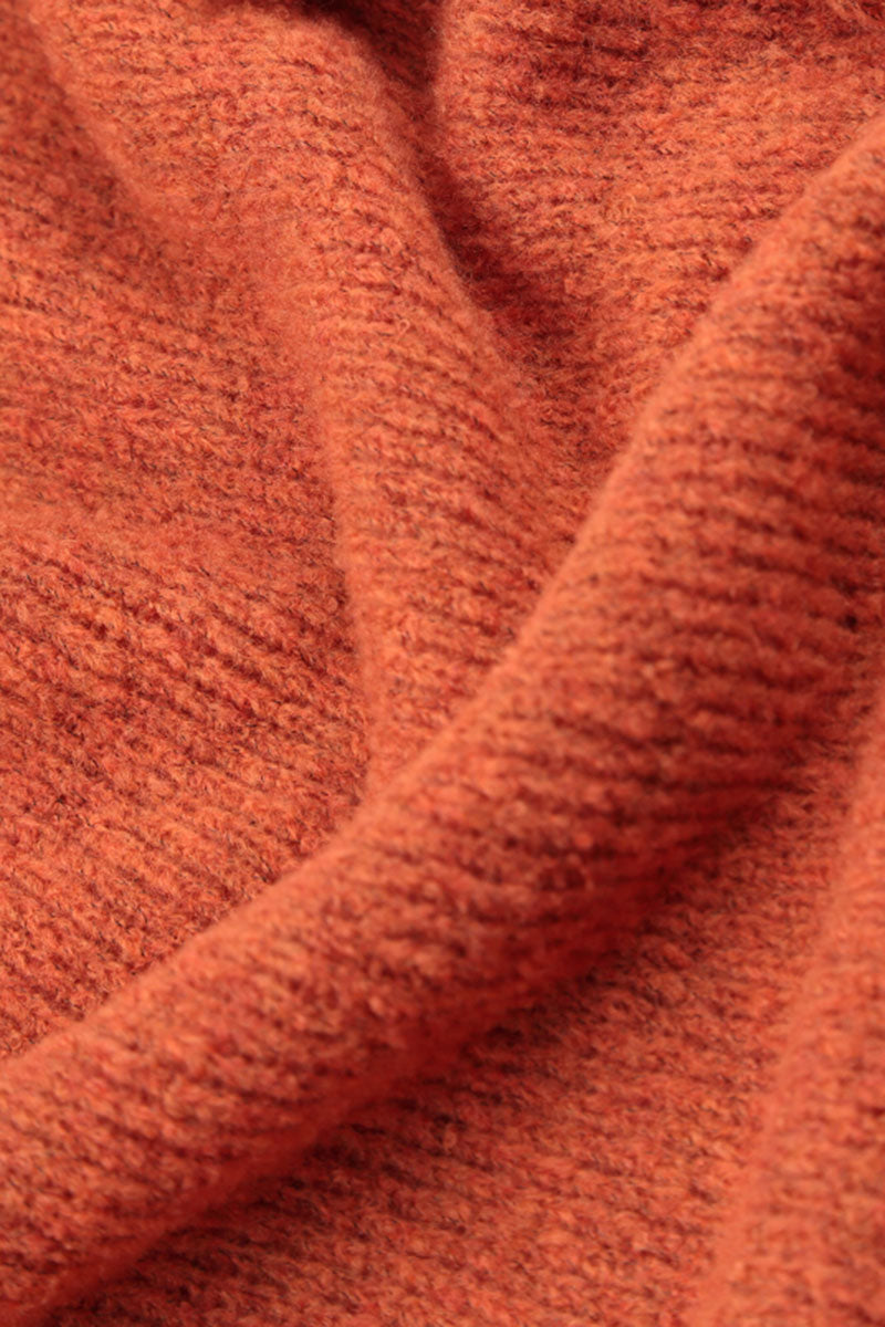 Side Pocket Burnt Orange Wool Sweater 5