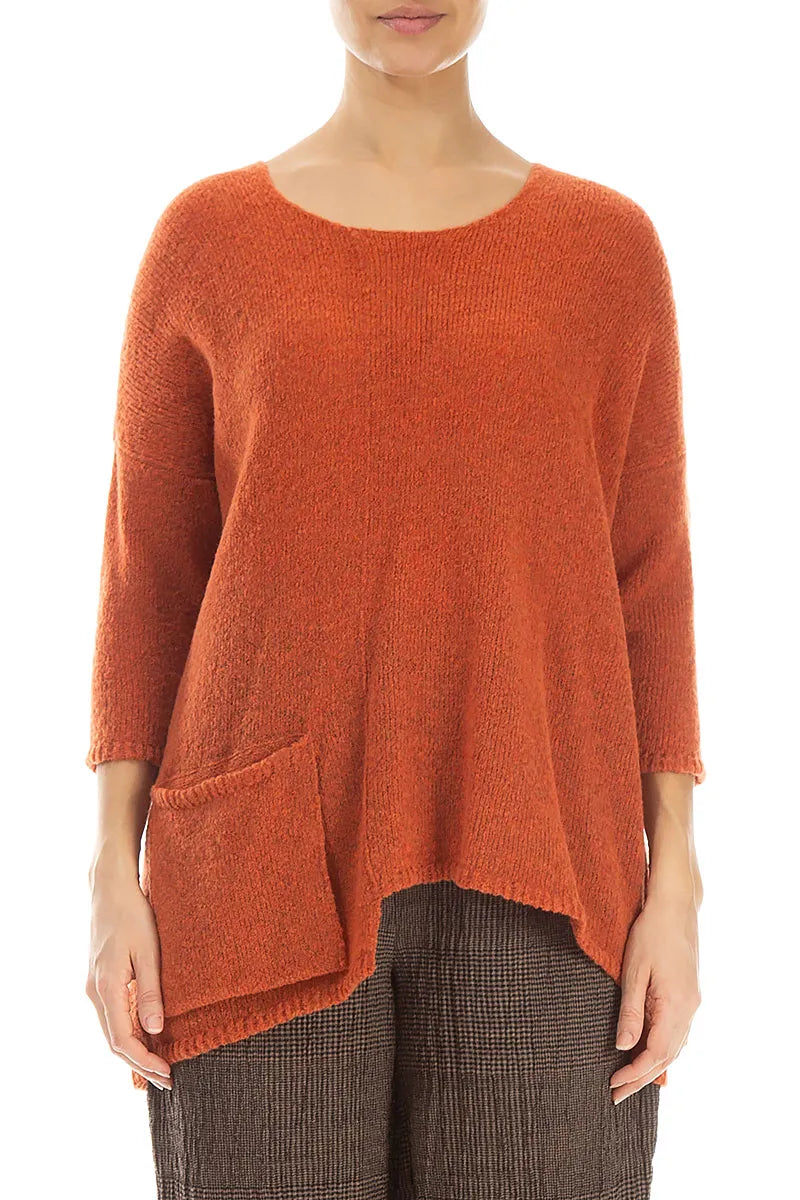 Side Pocket Burnt Orange Wool Sweater 1