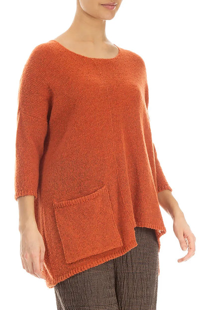 Side Pocket Burnt Orange Wool Sweater 3