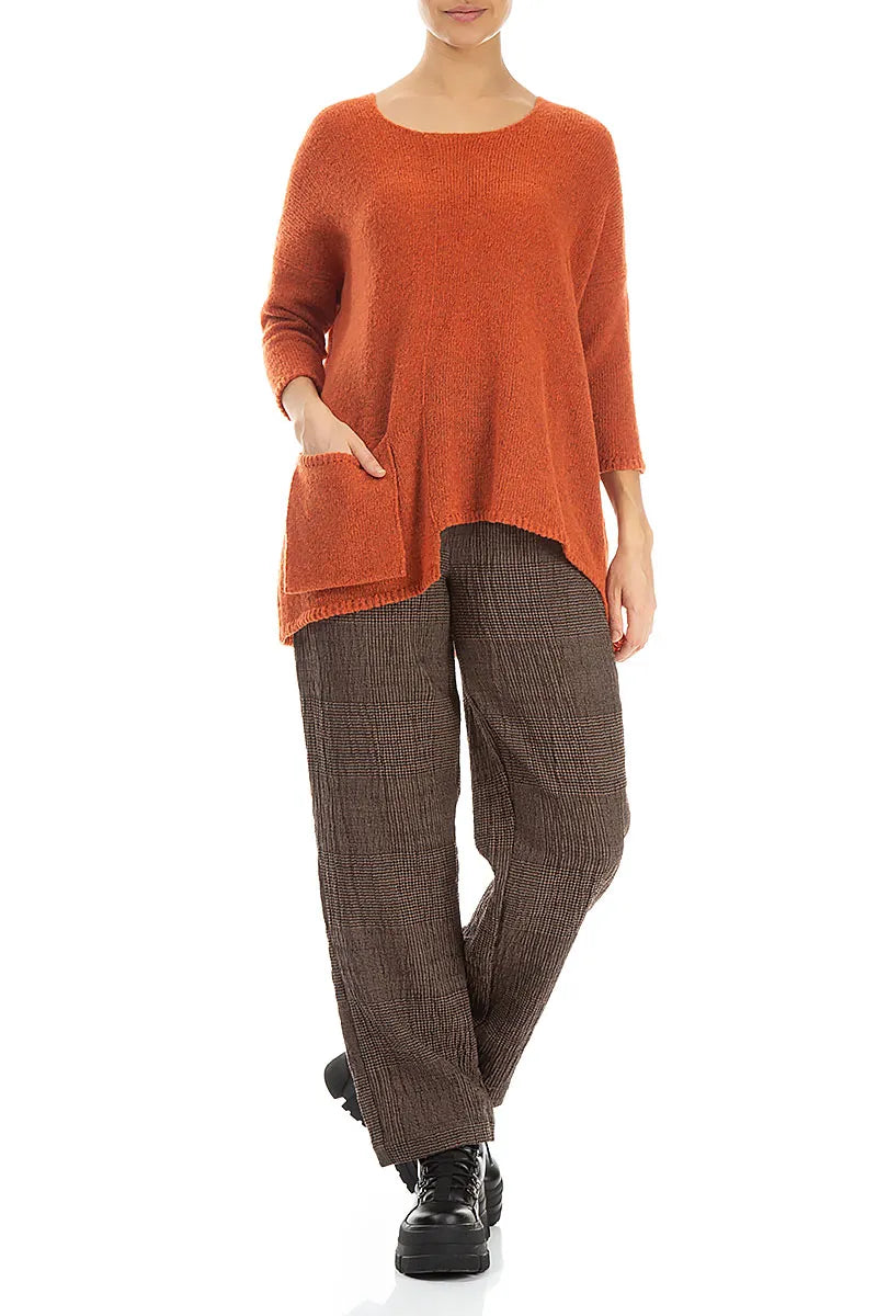 Side Pocket Burnt Orange Wool Sweater 4