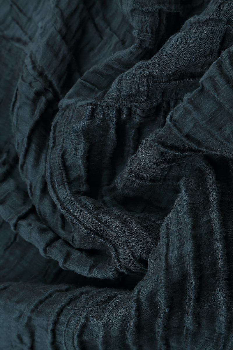 Seidencrêpe-Leinenkleid mit Seitentasche in Mitternachtsblau