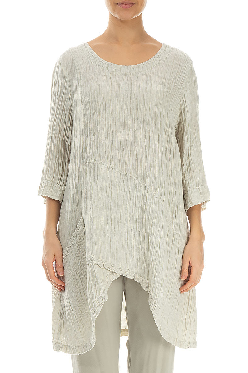 Pocket Crinkled Pearl Silk Tunic 1