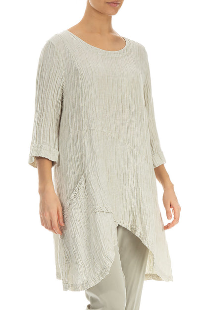 Pocket Crinkled Pearl Silk Tunic 3