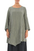 Side Pocket Crinkled Silver Sage Silk Linen Tunic 1