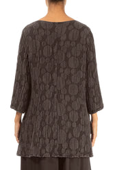 Side Pocket Forest Brown Circle Silk Linen Tunic 2