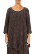 Side Pocket Forest Brown Circle Silk Linen Tunic 1